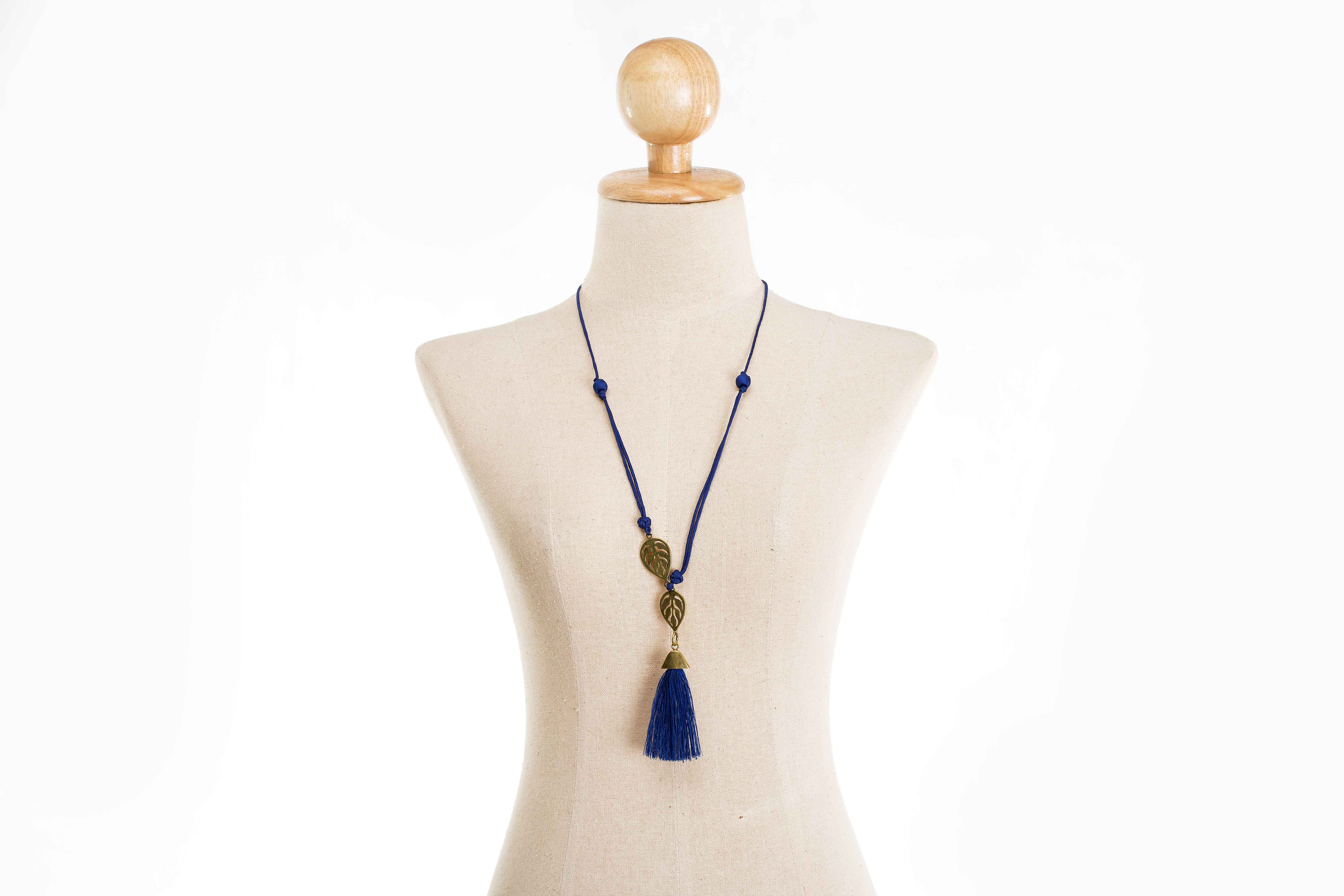 2 Gold Leaf Tassel Necklace