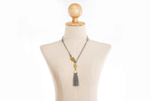 2 Gold Leaf Tassel Necklace