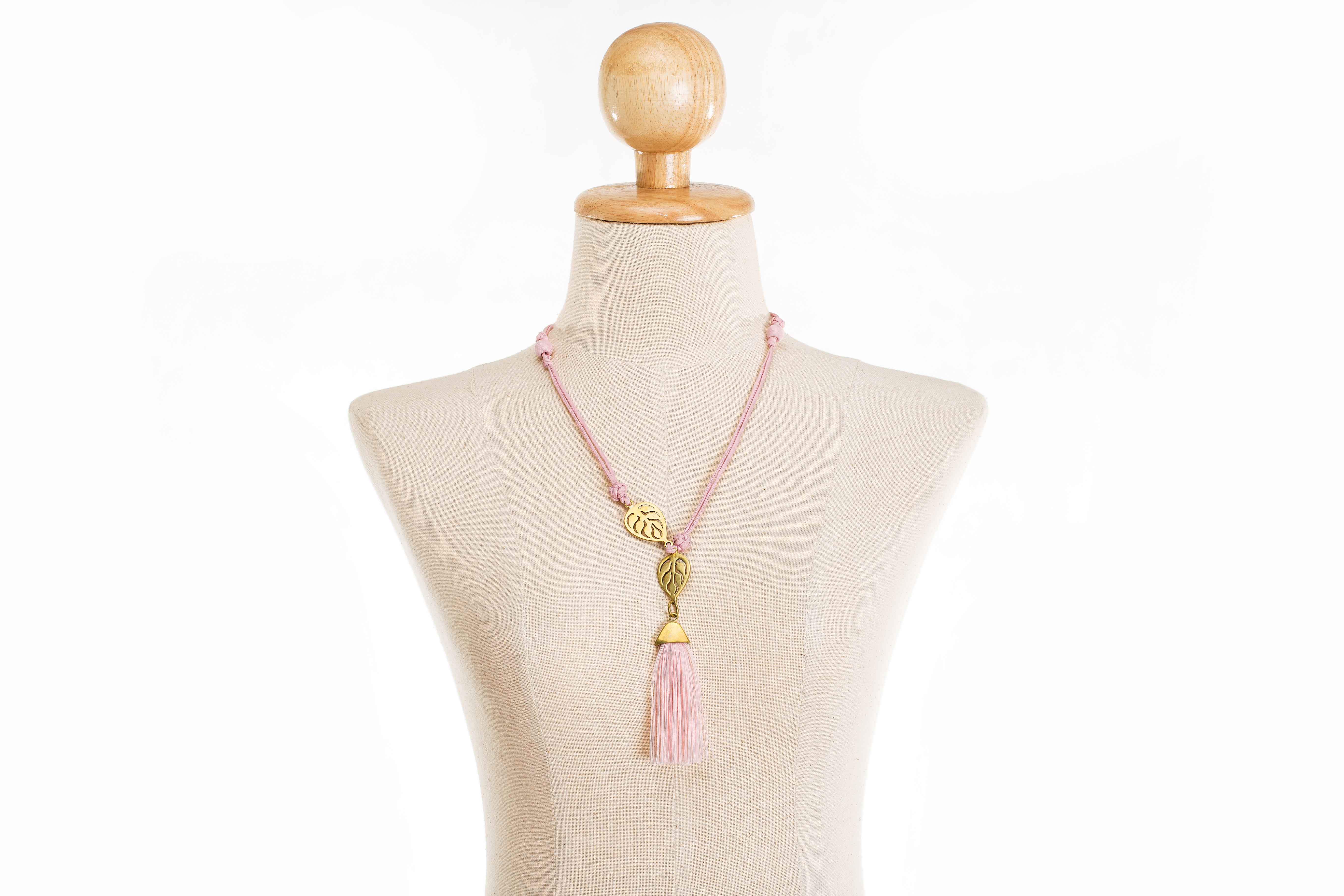 2 Gold Leaf Tassel Necklace