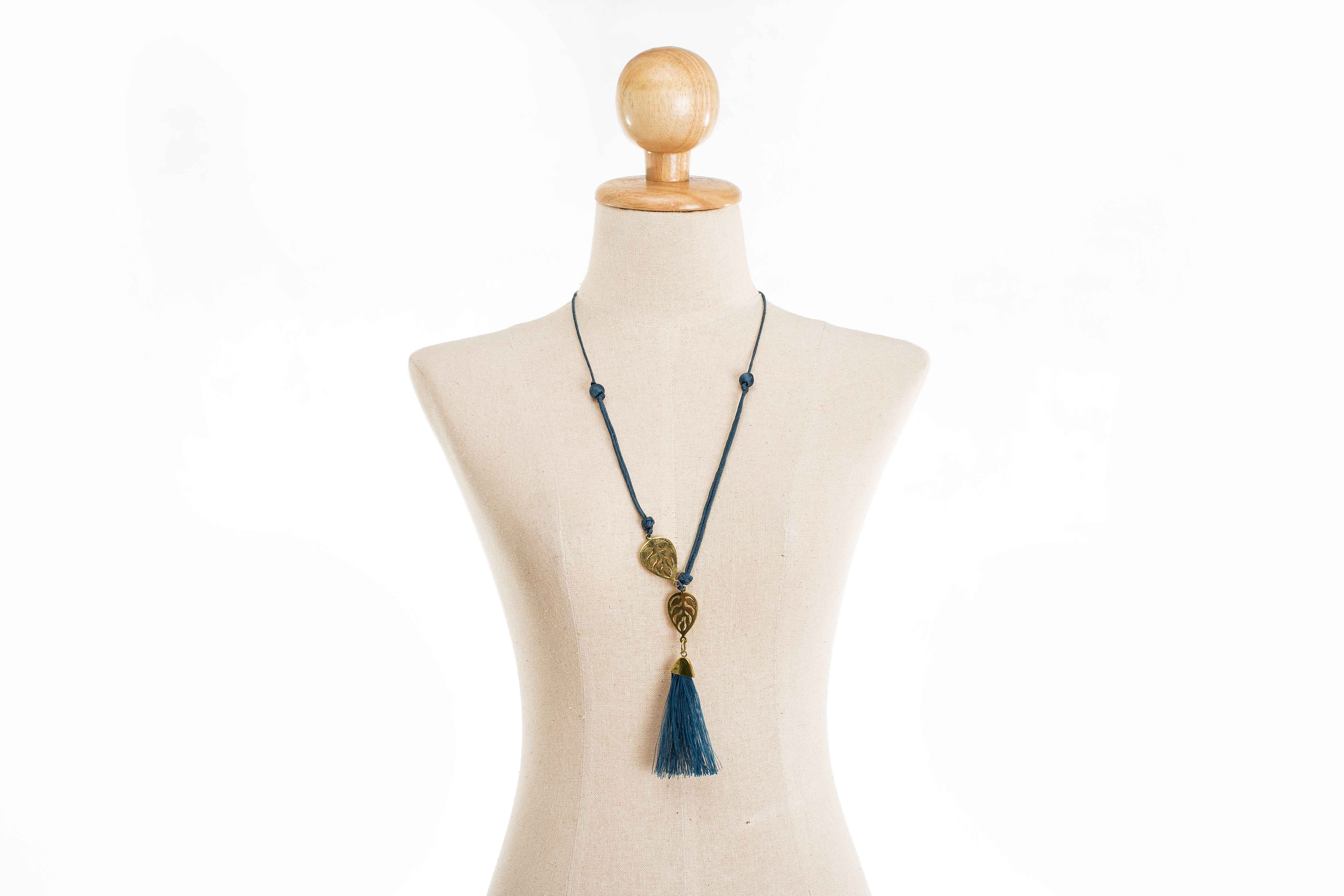 2 Gold Leaf Tassel Necklace