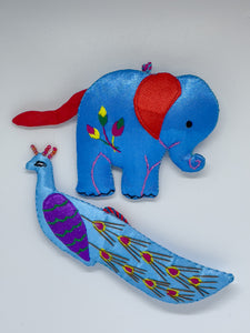 Hand Embroidered Elephant Ornament